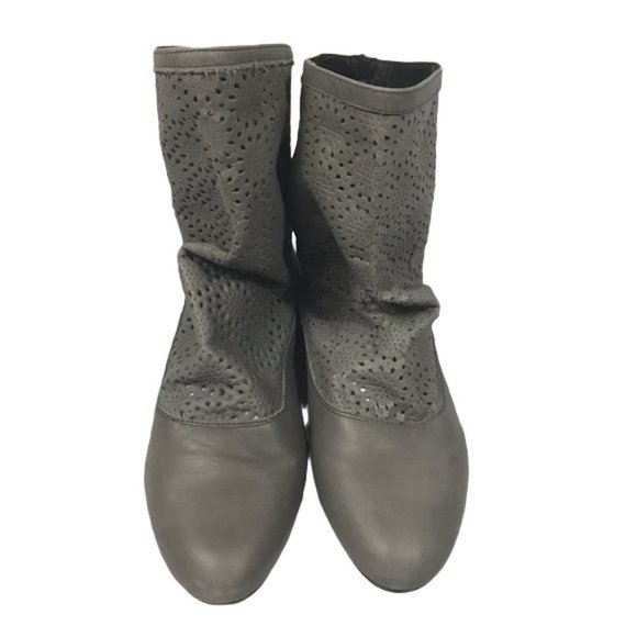 Zara boots sz 39 perforated leather gray - Picture 2 of 7